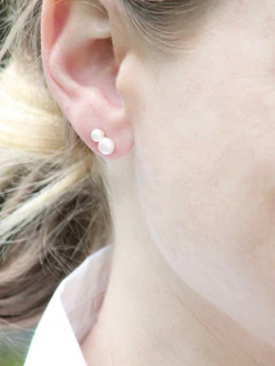 Gold 2 Pearl Stud Earrings Regular price €