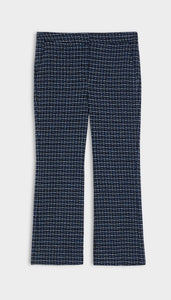 Navy check flared trousers