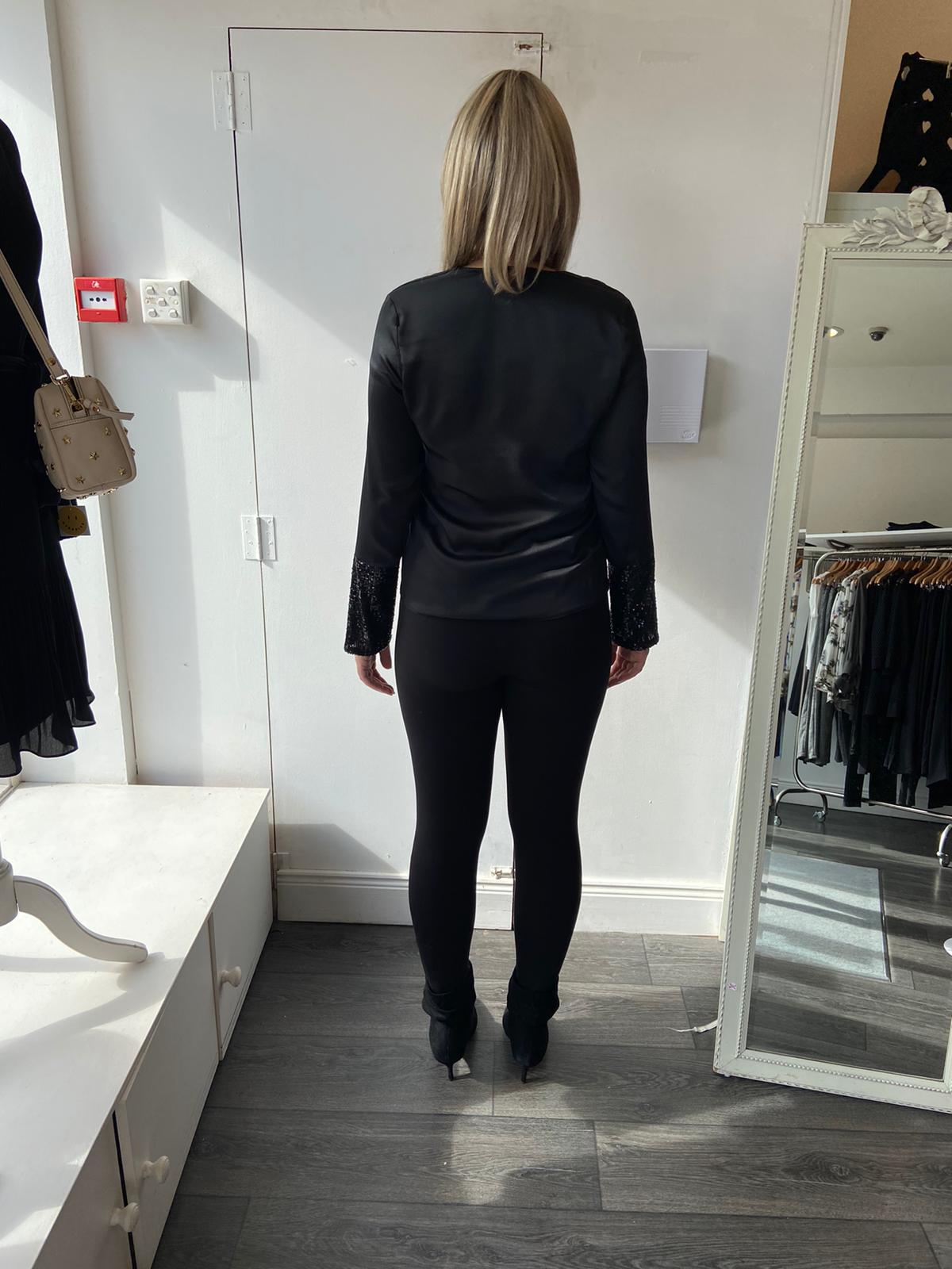 Black Blouse with sequin cuffs