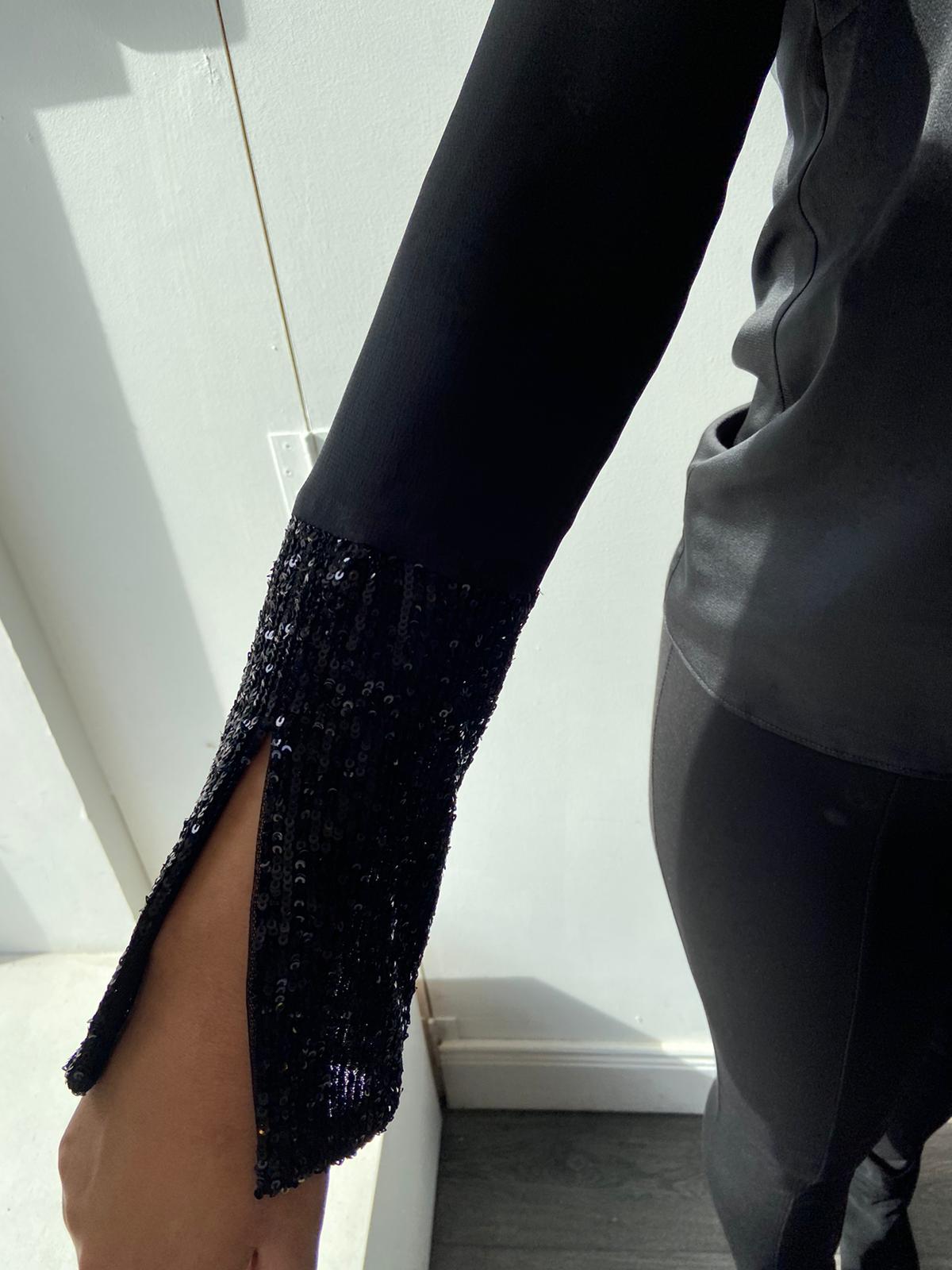 Black Blouse with sequin cuffs