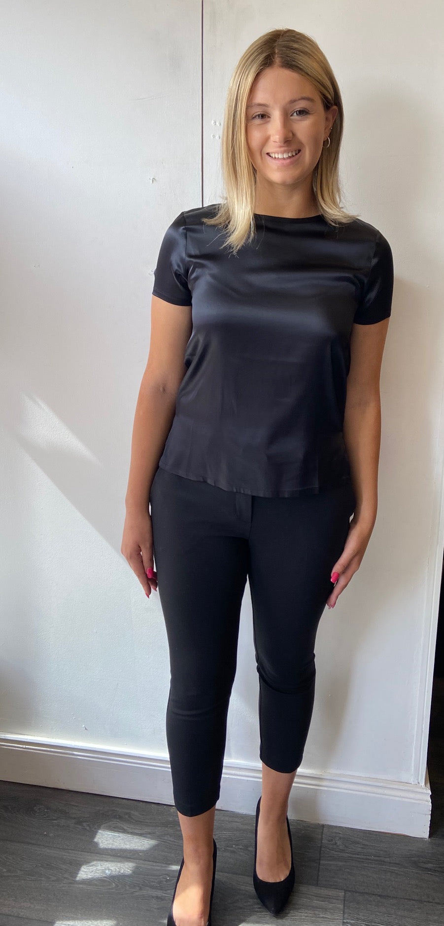 Cellula Black silk short sleeve tee