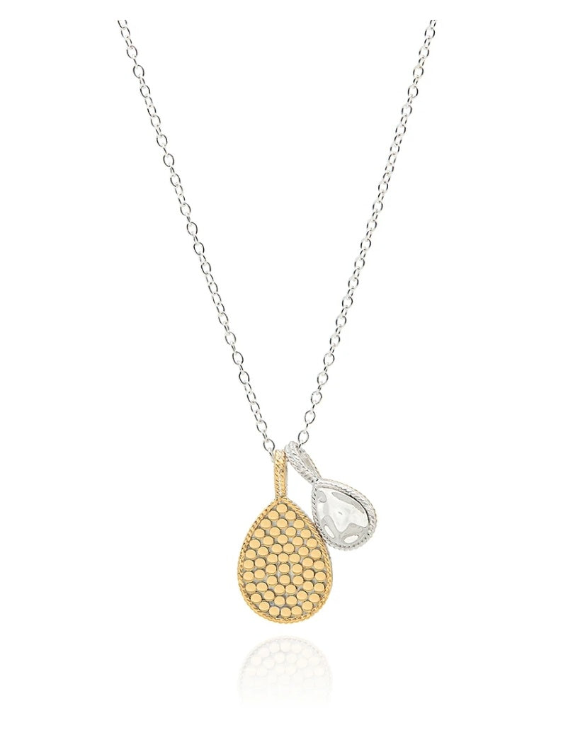 Hammered Double Drop Necklace - Reversible