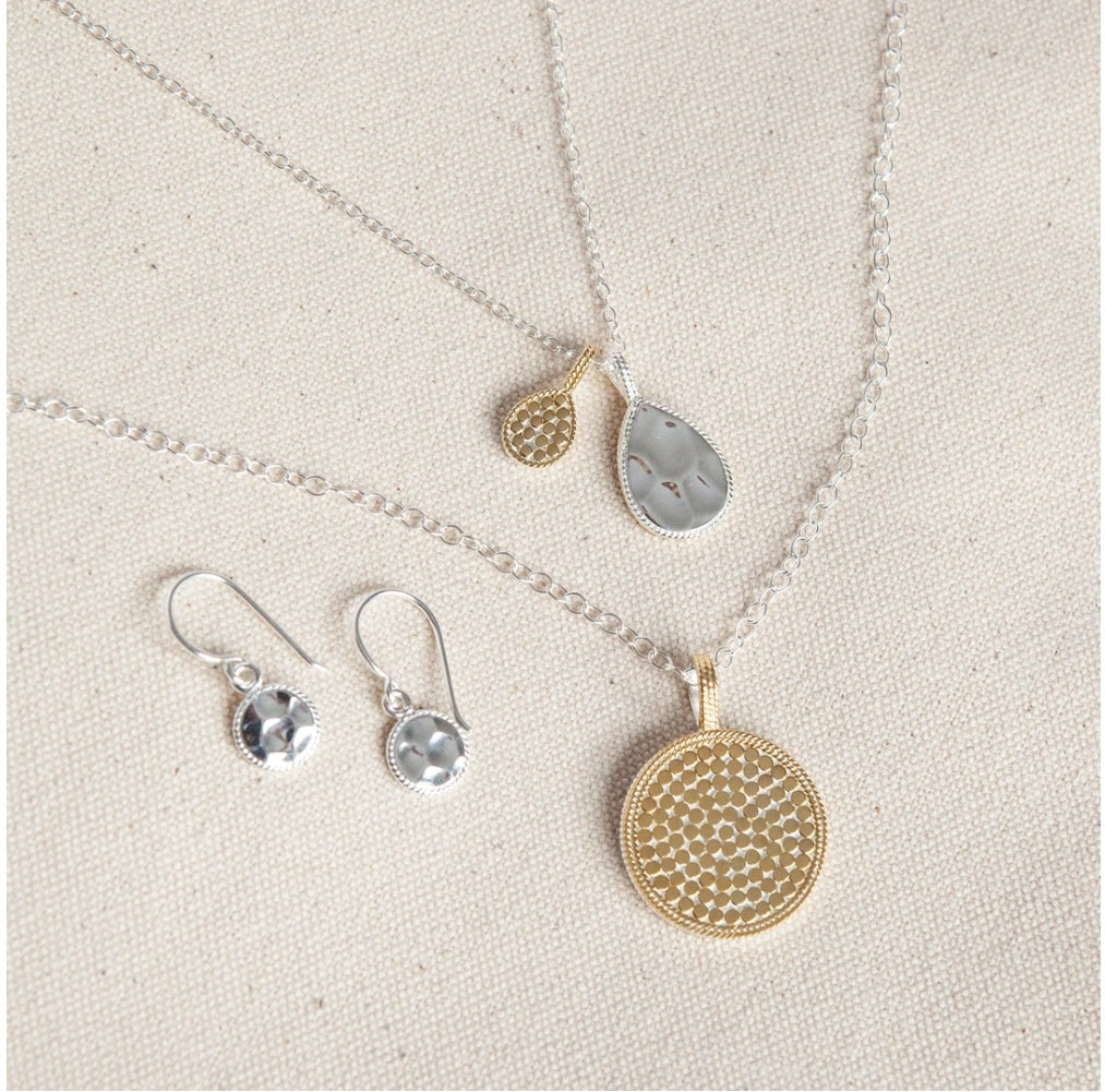 Hammered Double Drop Necklace - Reversible