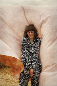 THE LONG SET - LEOPARD ON NAVY - 100% ORGANIC COTTON PYJAMAS