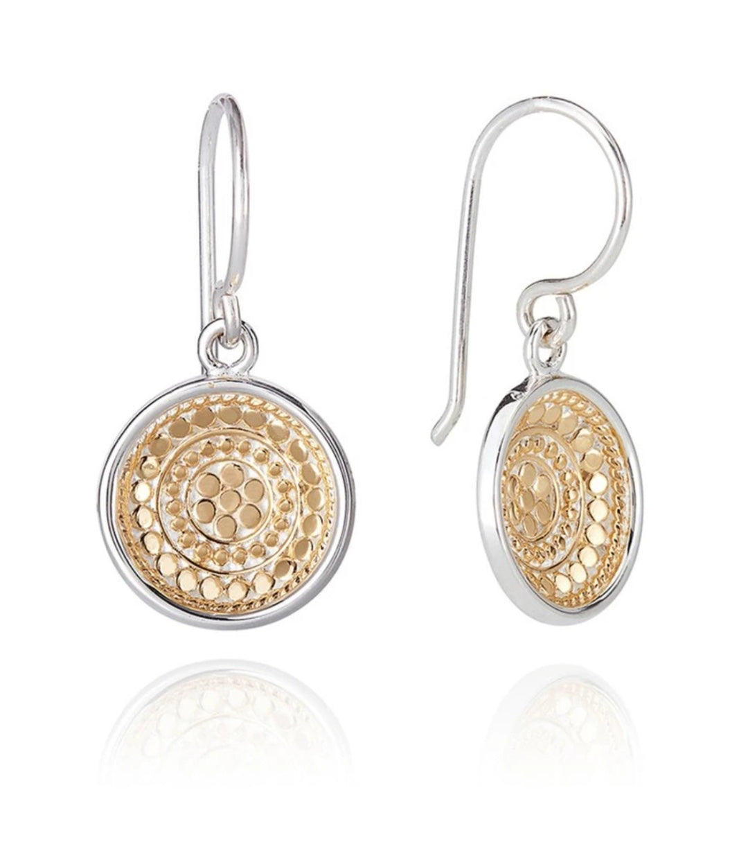 Signature Disk Drop Earrings Gold