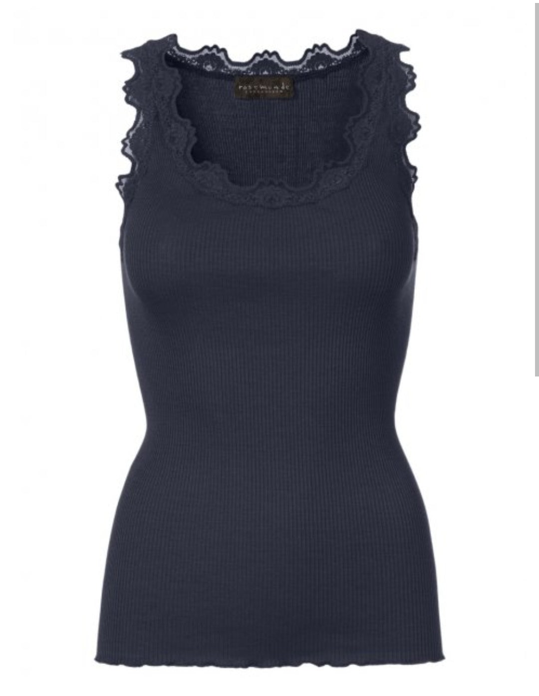 Iconic silk top with lace - Navy