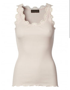 Iconic silk top with lace - Soft Rose