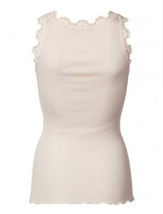 Iconic silk top with lace - Soft Rose