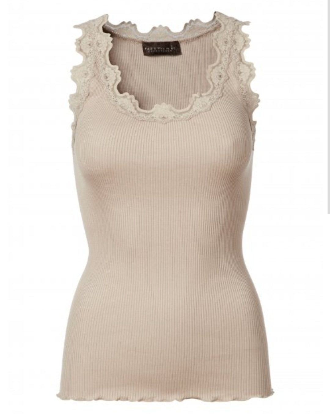 Iconic silk top with lace - Cacao