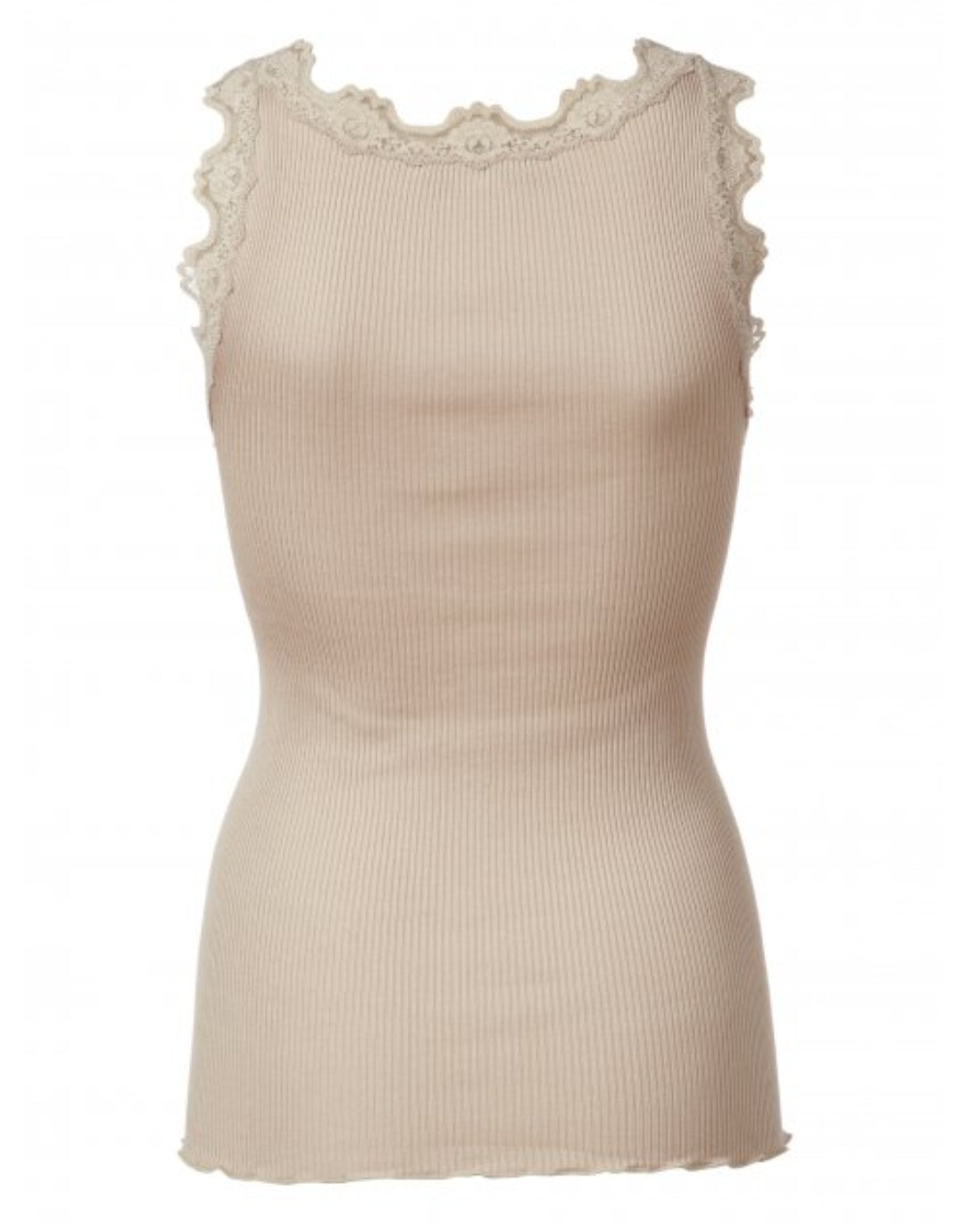 Iconic silk top with lace - Cacao