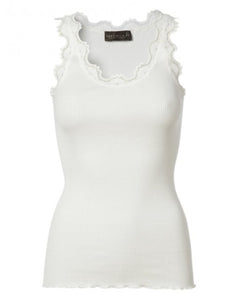 Iconic silk top with lace - New White