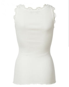 Iconic silk top with lace - New White