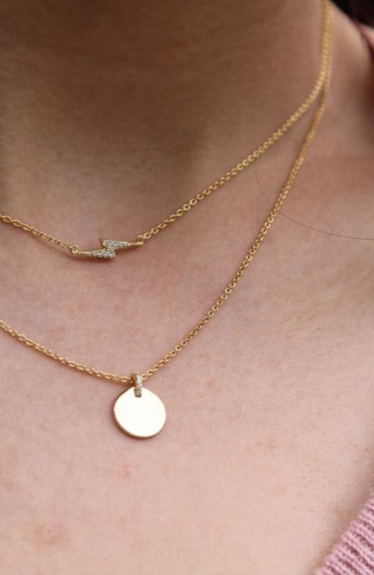 Gold Pave Bolt Necklace