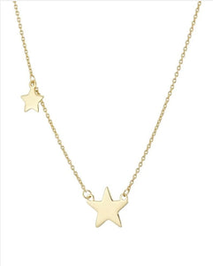 Gold double star necklace