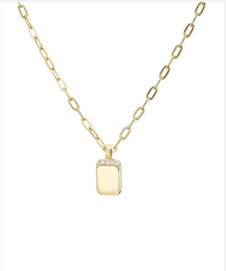 Gold Link Tag Necklace