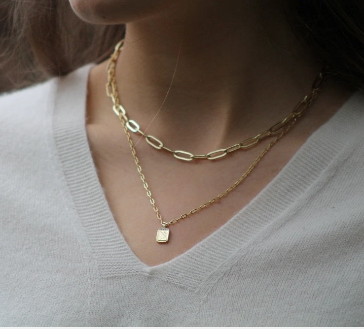 Gold Link Tag Necklace