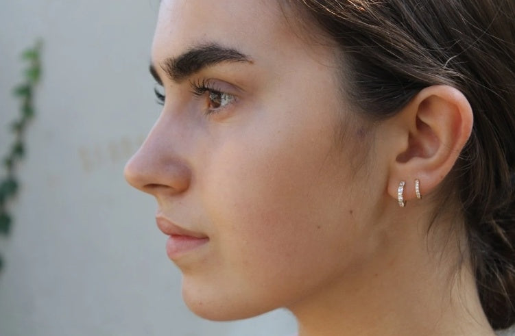 Gold Pave Mini Huggie Earings