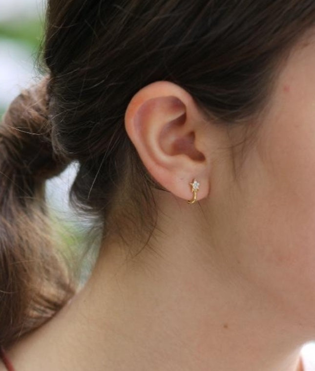 Gold Pave Star Huggies