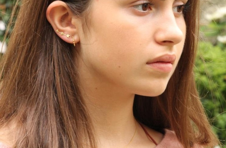 Gold mini dot hoop earrings