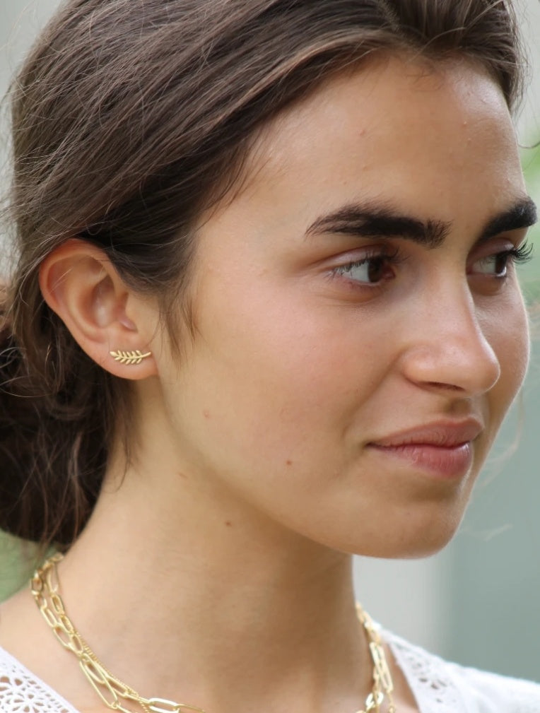 Gold Fern Stud Earrings