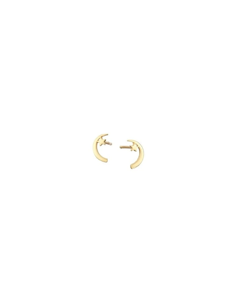 Gold Star & Crescent Stud Earing