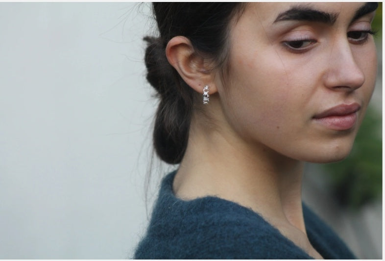 Silver chain hoop earrings