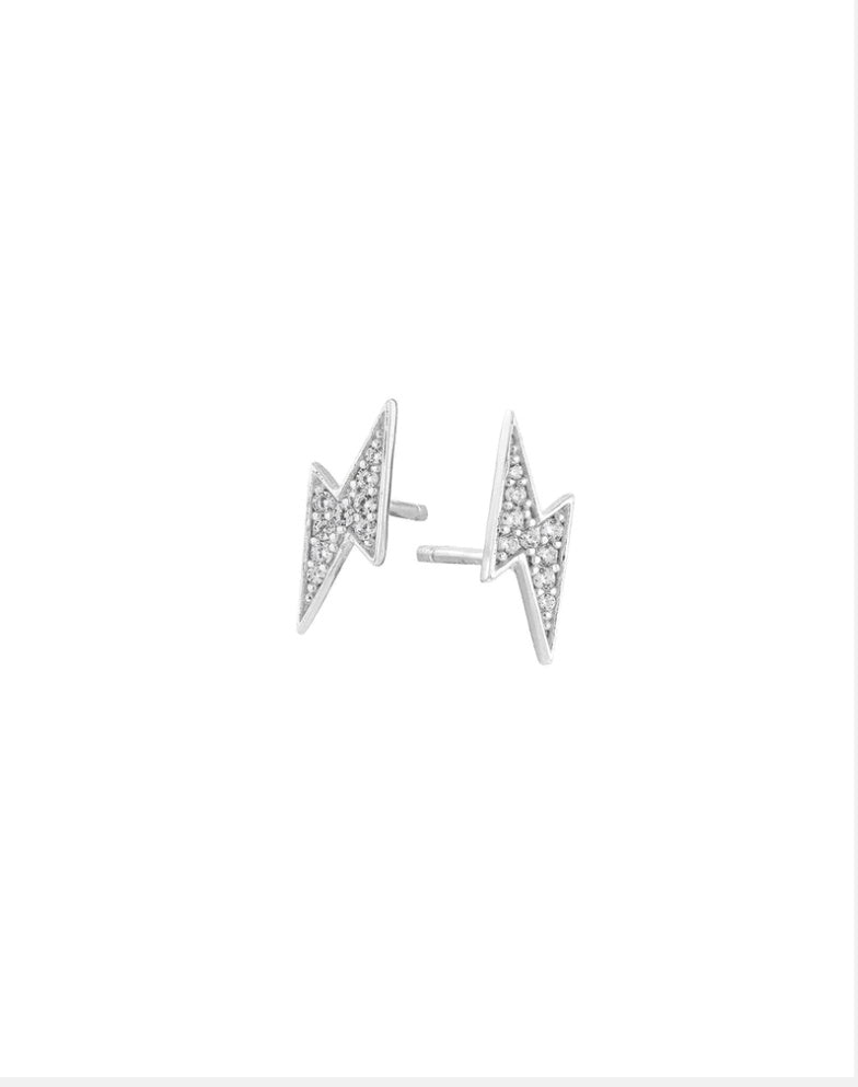 Silver pave flash stud earrings