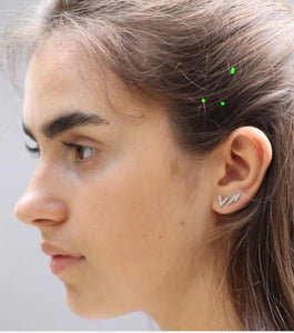 Silver pave flash stud earrings