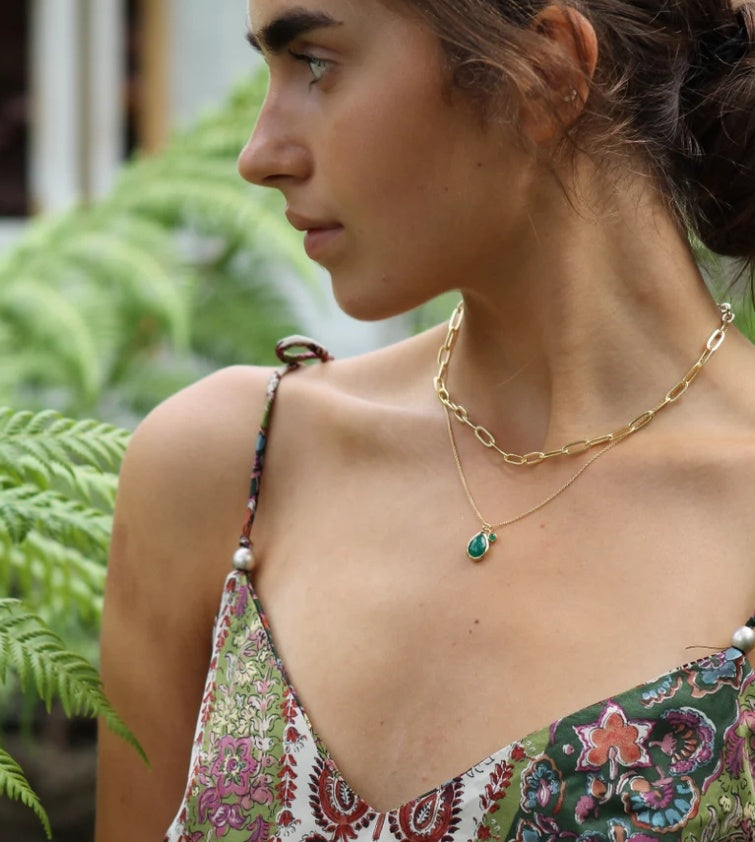 Green Onyx Teardrop Necklace