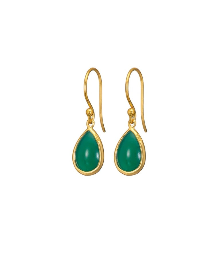 Green Onyx Teardrop Earrings