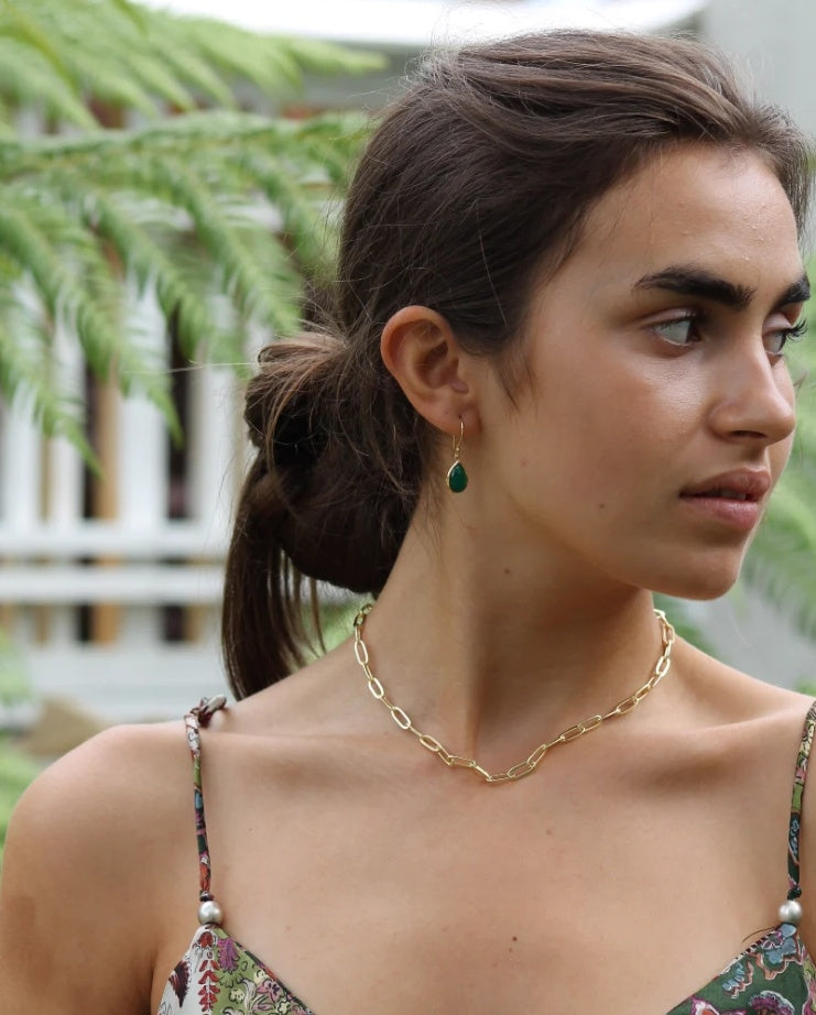 Green Onyx Teardrop Earrings