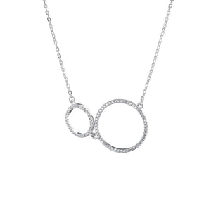 Silver Pavé 2 Circle Necklace