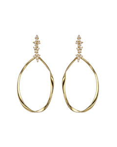 Gold Teardrop & Zircon Earrings