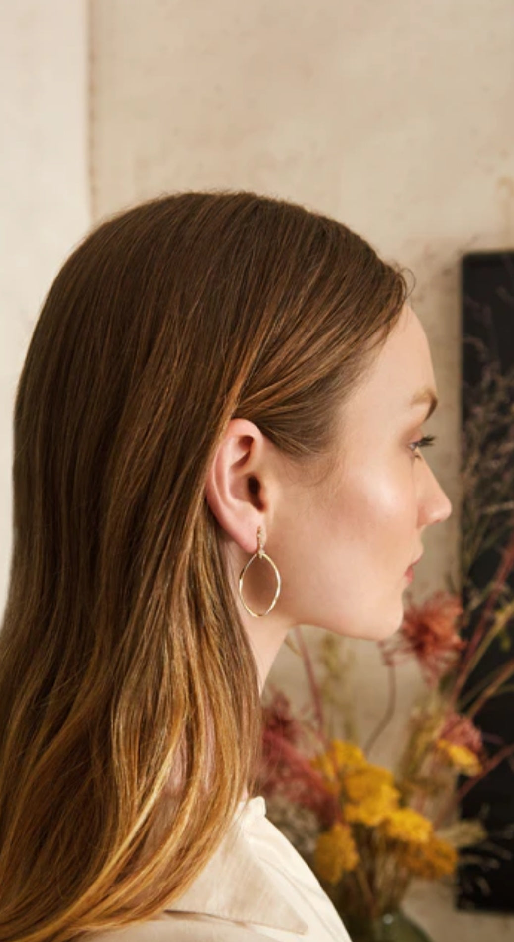 Gold Teardrop & Zircon Earrings