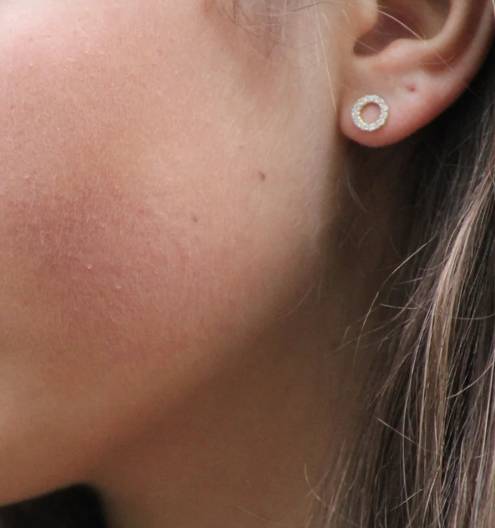 Gold Pavé Circle Studs
