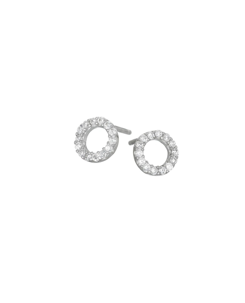 Silver Pavé Circle Studs