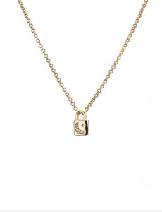 Mary K Gold tiny cubic zirconia padlock necklace