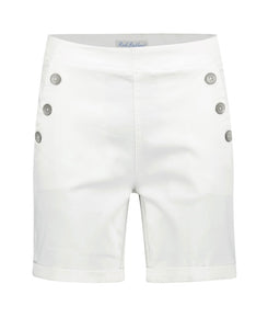 RED BUTTON SHORT JOG SHORTS  IN OFF WHITE