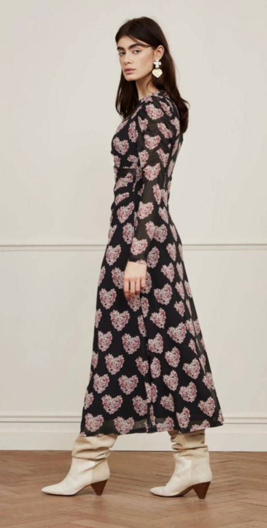 Bella dress black/Antique pink heartensia