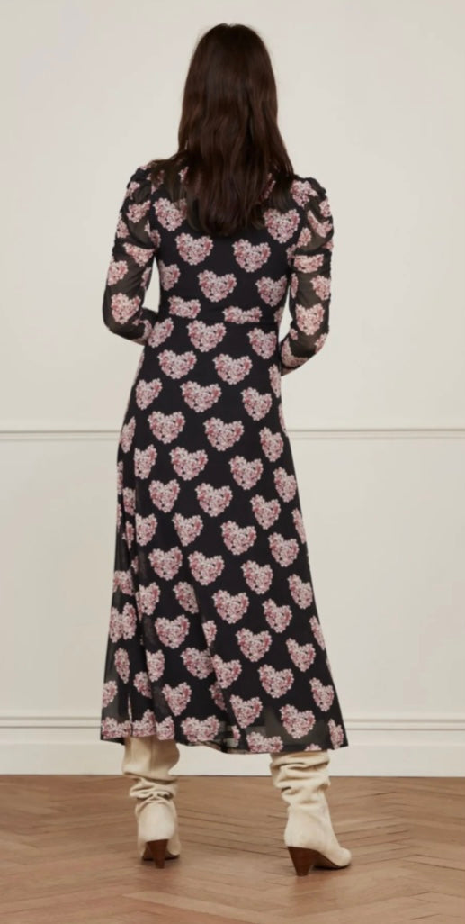 Bella dress black/Antique pink heartensia