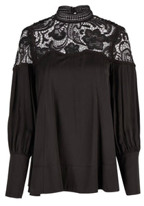 Blouse with lace patchwork