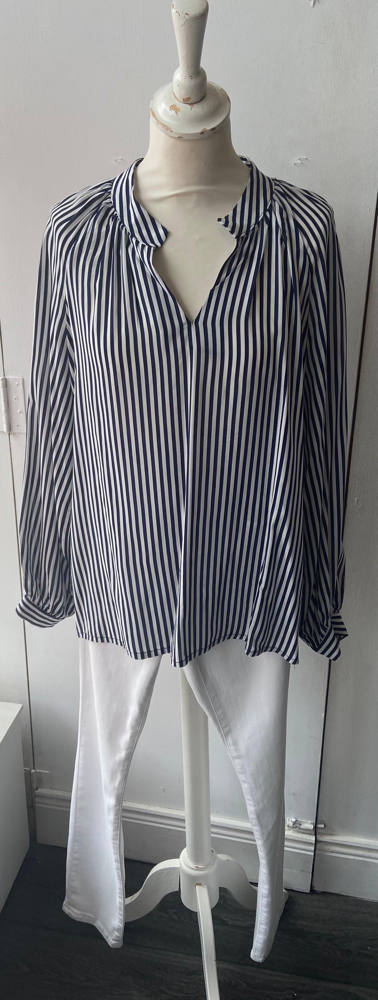 Solange Navy & white stripe blouse