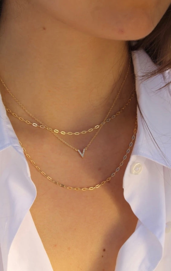 Gold v shaped on sale necklace