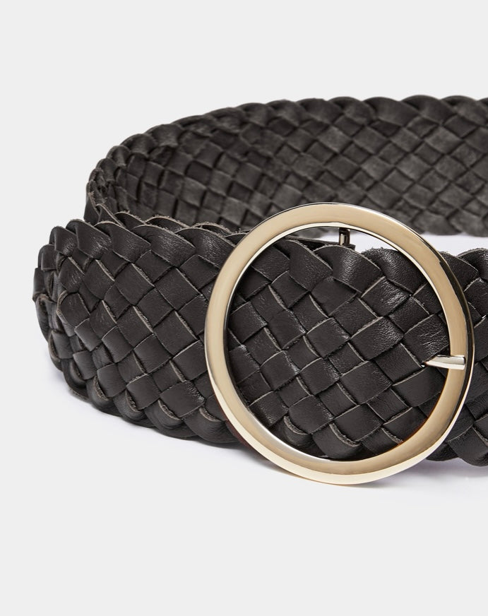 Braided black leather belt – Lily & Clara
