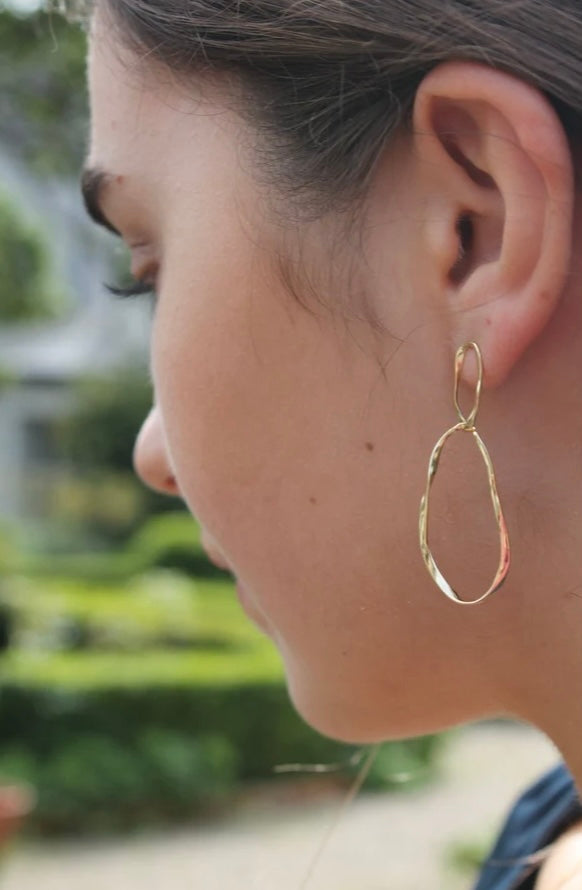 GOLD DOUBLE OVAL HOOP EARRINGS