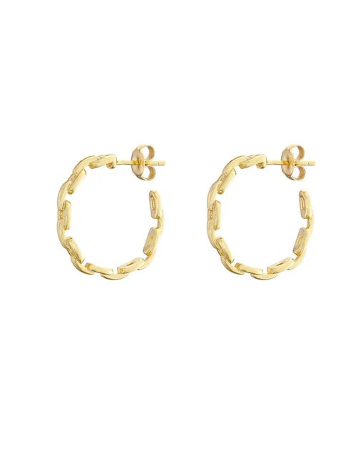 GOLD LINK HOOP EARRINGS