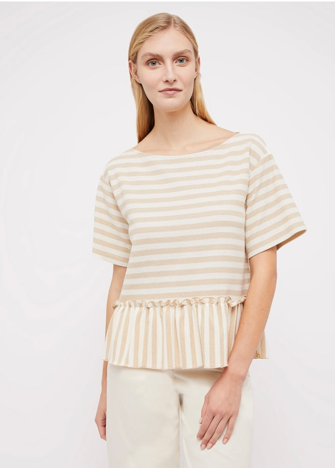 NATALIA  PIQUE TEE SHIRT WITH RUFFLES