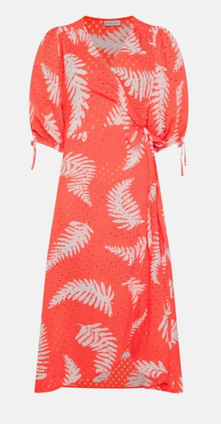 FABIENNE CHAPOT CHARLIE BRODERIE DRESS HOT CORAL/CREAM WHITE FAUX FERN